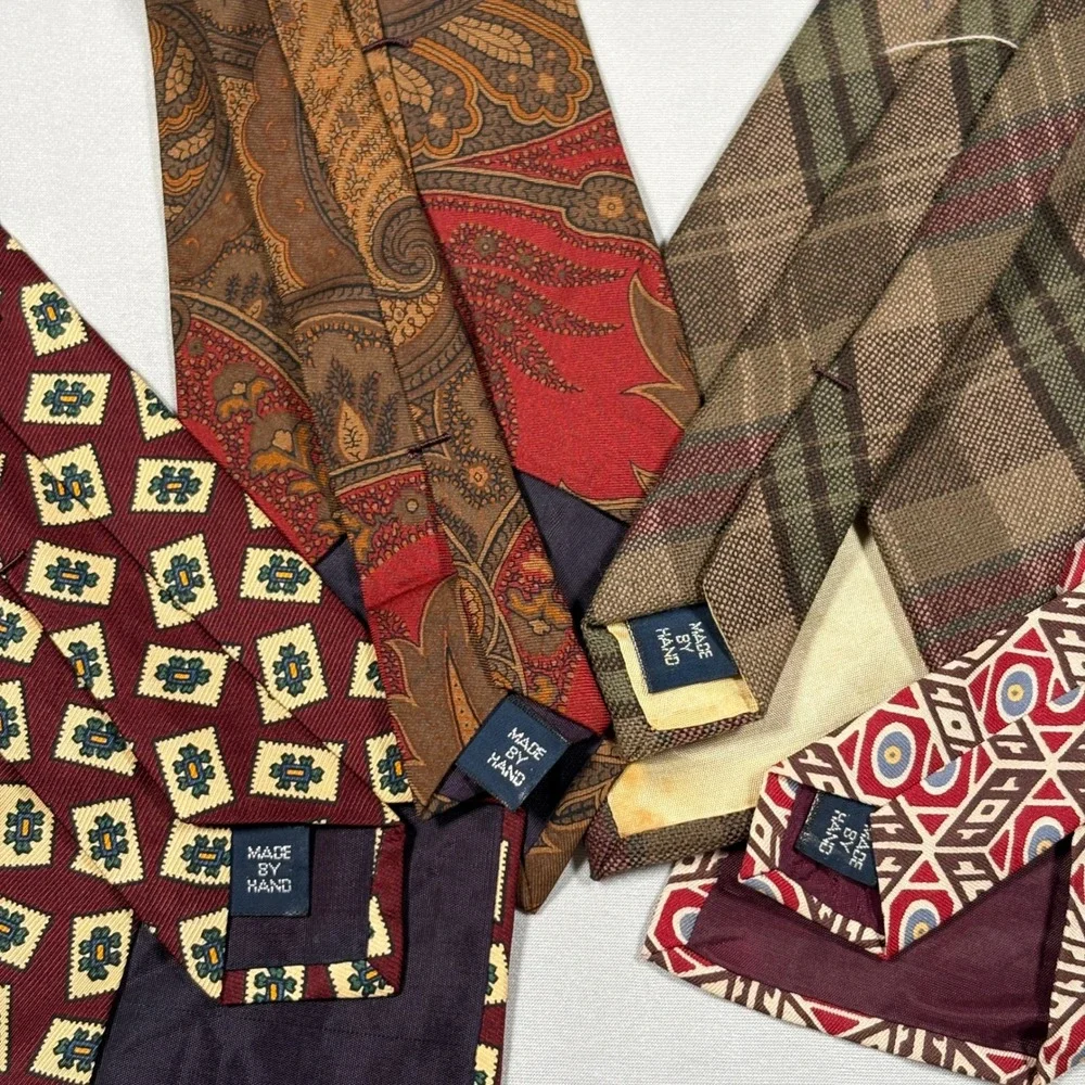 Polo Ralph Lauren Necktie Mens OS Bundle Silk Wool Paisley Plaid Geometric USA